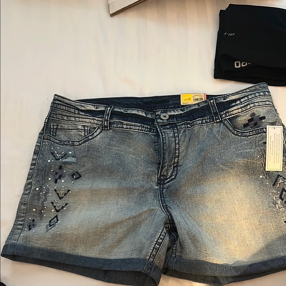 NWT Denim Blue Embellished Women's Shorts